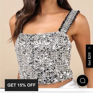 Lulu's Silver Sequin Crop Top